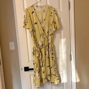 Chic Yellow Floral High Low Dress